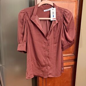 Calvin Klein Women's Rust Puff Sleeve Blouse